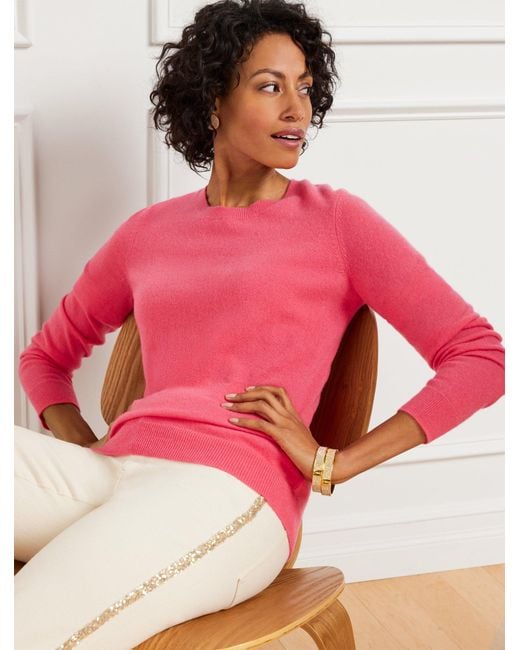 Talbots Cashmere Crewneck Sweater in Pink | Lyst