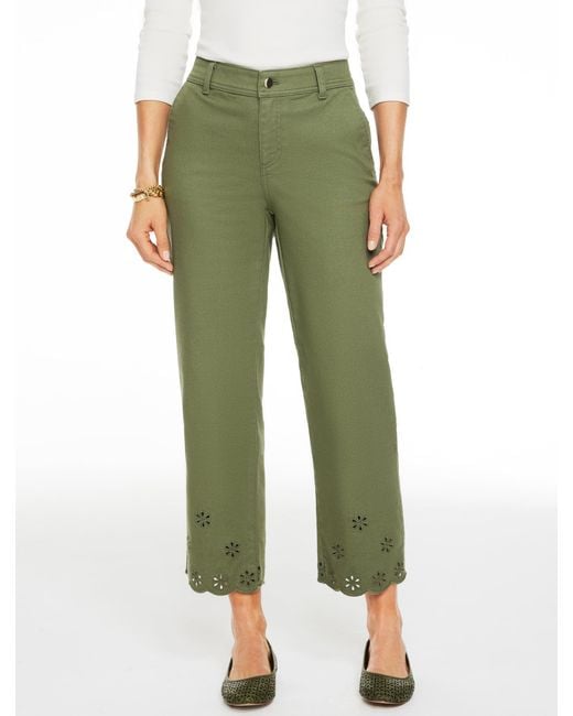 Talbots Green Straight Ankle Embroidered Jeans