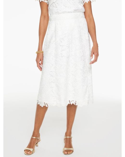 Talbots White Rsvp Corded Lace Midi Skirt