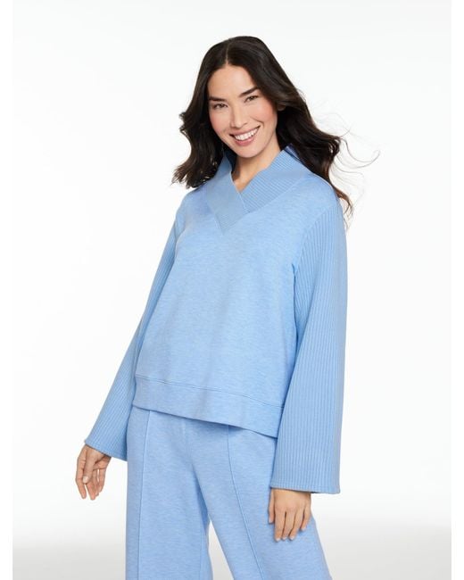 Talbots Blue Airknit Stretch V-neck Pullover Sweater