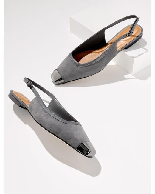 Talbots White Whitley Suede Slingback Flats