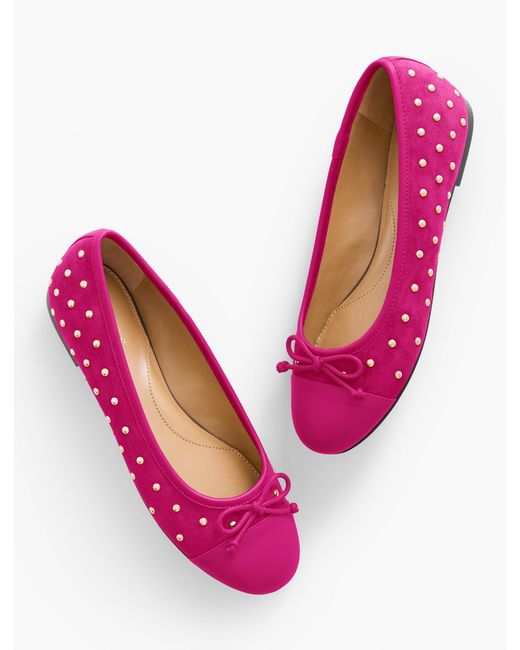 Talbots Pink Blair Studded Suede Ballet Flats
