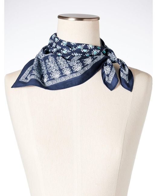 Talbots Blue Woodblock Medallion Neckerchief