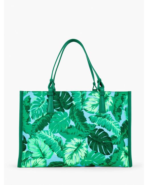 Talbots Green Isle Fronds Canvas Tote