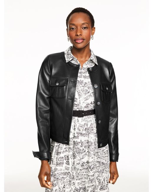 Talbots Black Leather Lady Jacket