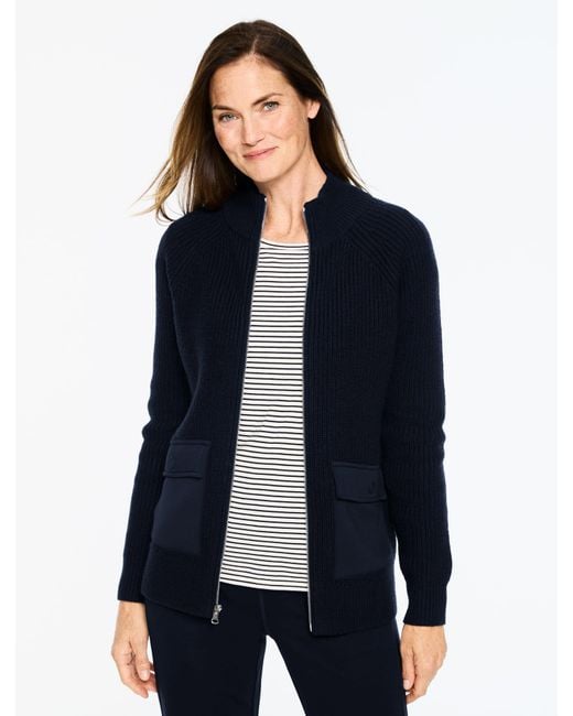 Talbots Blue Airknit Stretch Sweater Jacket