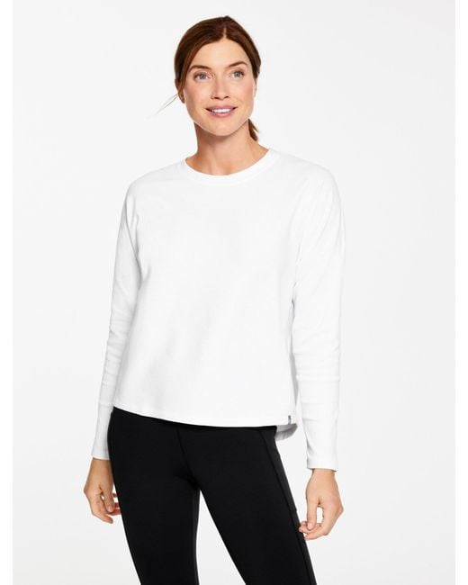 Talbots White Ribbed Crewneck T-shirt
