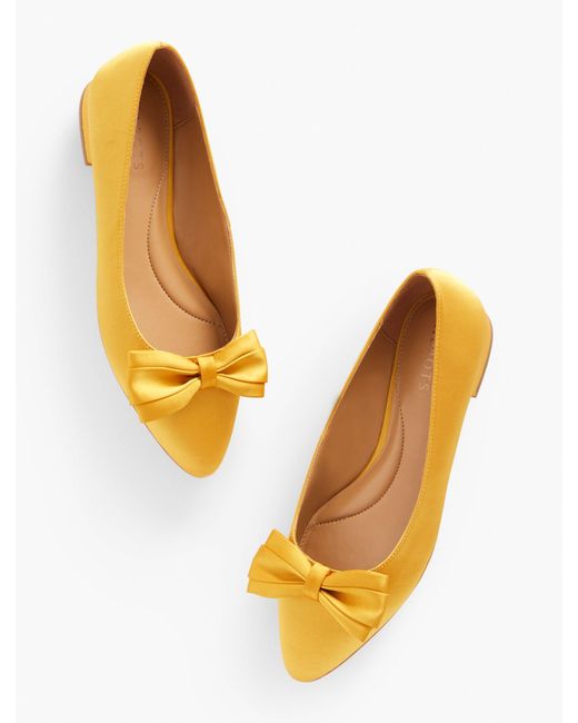Talbots Orange Edison Bow Satin Flats