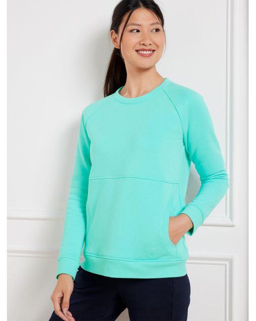 Talbots Blue Classic French Terry Crewneck Sweater Pullover