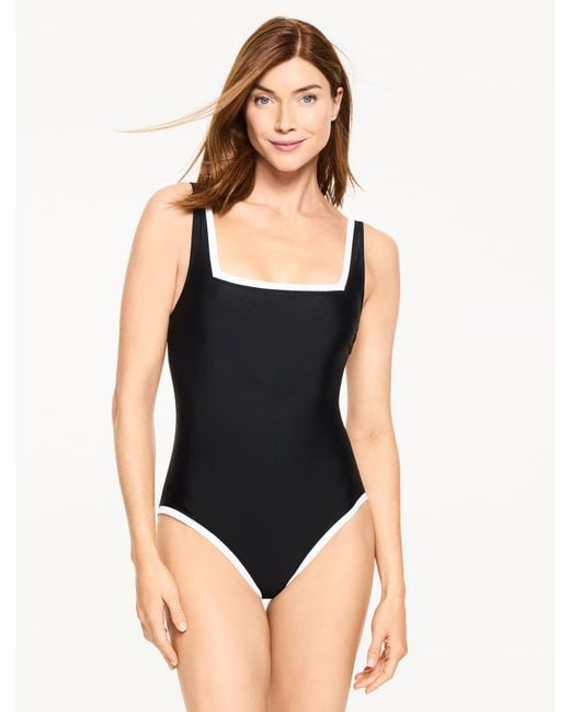 Aqua Club Black Square Neck One-piece Swimsuit