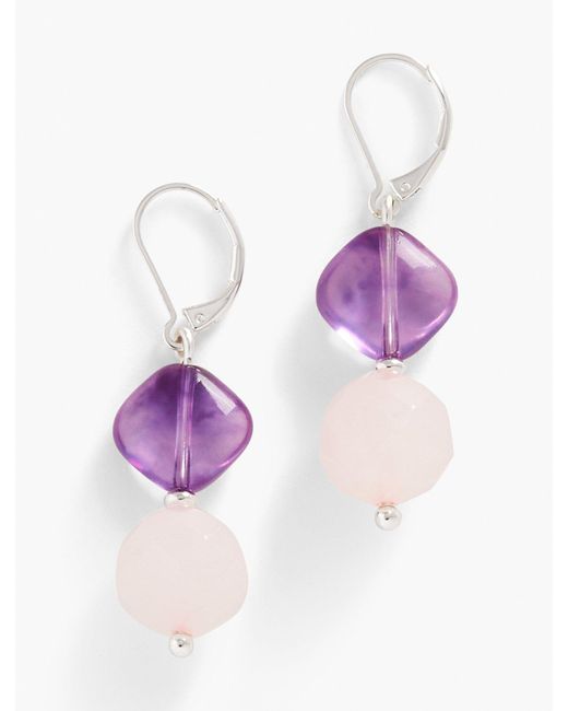 Talbots Purple Soft Stones Linear Drop Earrings