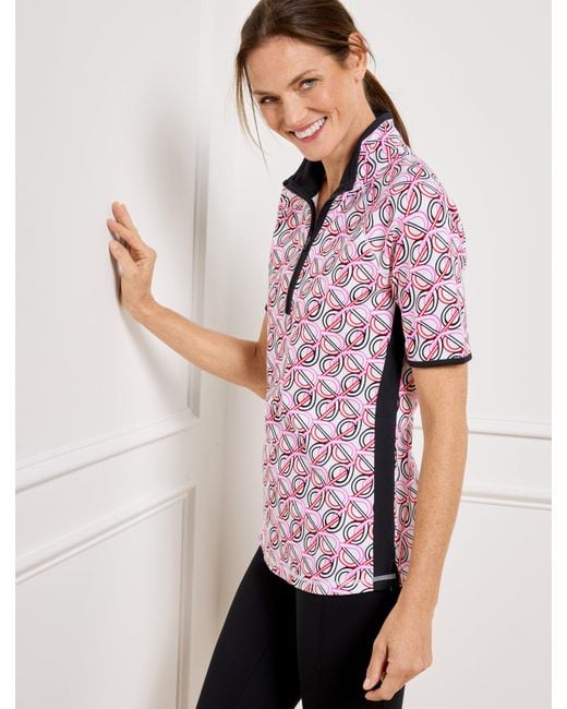 Talbots Natural Upf 50+ Piqué Half-zip Polo