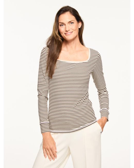 Talbots Gray Ribbed Square Neck T-shirt