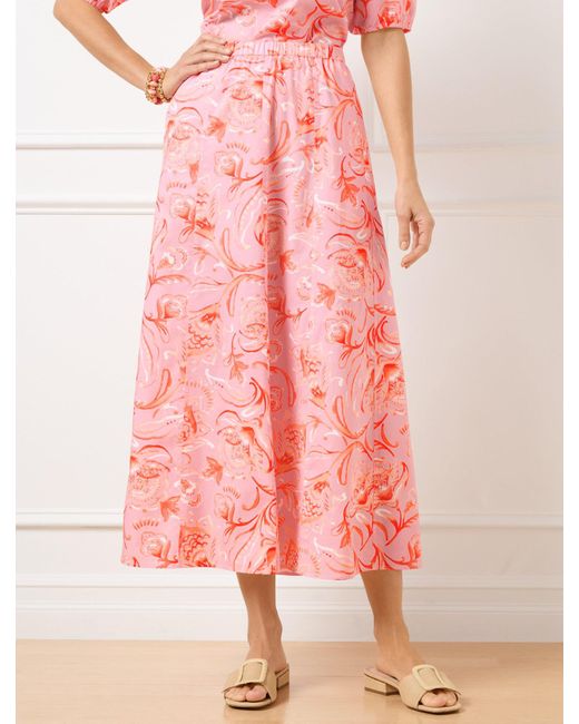 Talbots Pink Fresh Poplin Seamed Midi Skirt