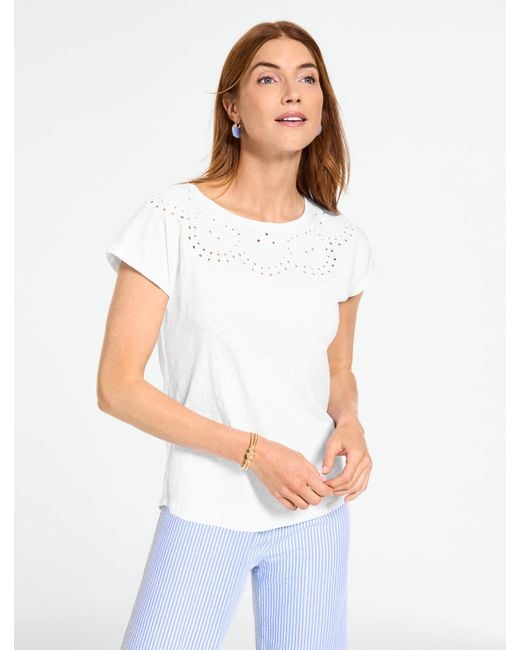 Talbots White Eyelet Seashell T-shirt