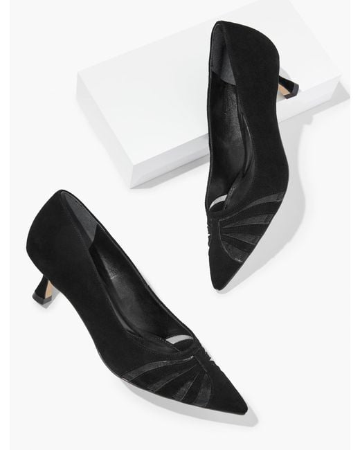 Talbots Black Ember Mesh Suede Kitten Heel Pumps
