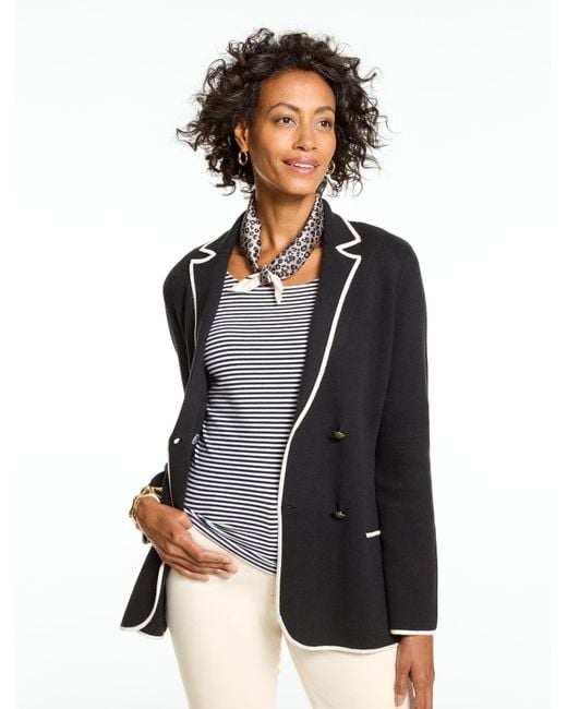 Talbots Black Tipped Sweater Blazer