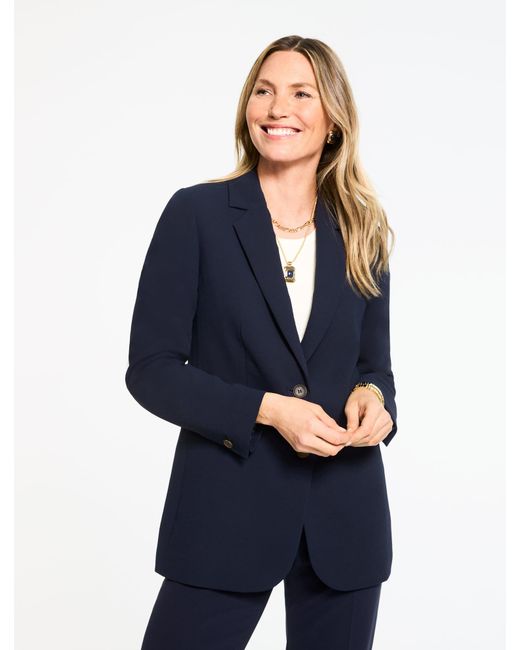 Talbots Blue Polished Crepe Blazer