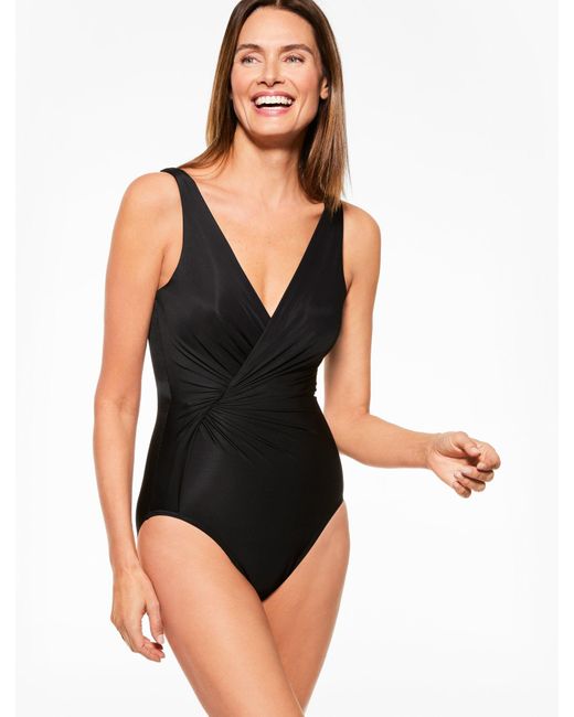 Miraclesuit Black ® V-neck Side Twist One Piece