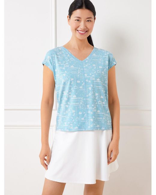 Talbots Blue Supersoft Jersey V-neck T-shirt
