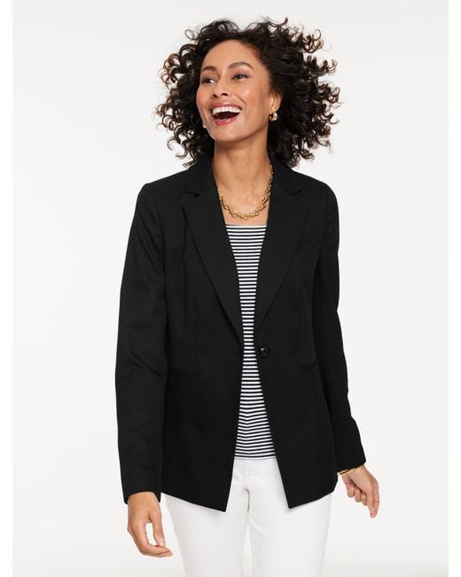 Talbots Black Single Button Twill Blazer