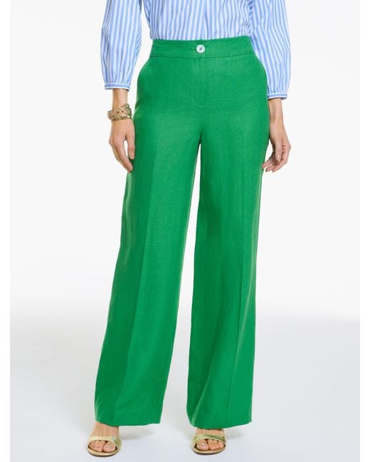 Talbots Green Linen Wide Leg Pants