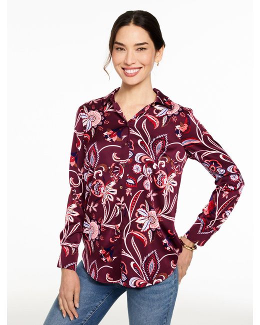 Talbots Red Soft Satin Charmeuse Shirt