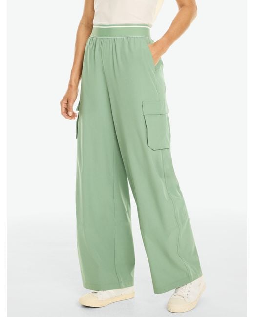 Talbots Green Lightweight Woven Stretch Wide Leg Cargo Pants