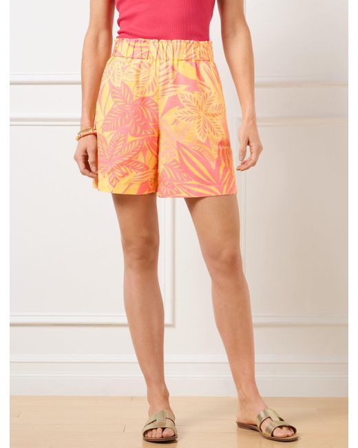 Talbots Orange Pull-on Washed Linen Shorts