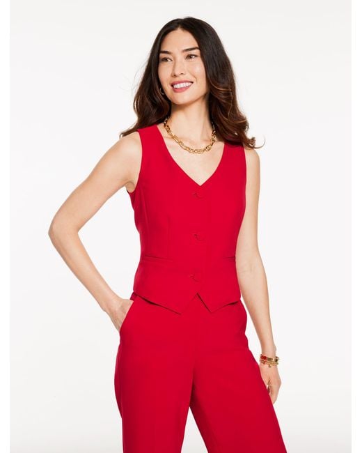 Talbots Red Polished Crepe Vest