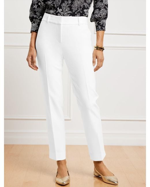 Talbots White Hampshire Lightweight Double Cloth Straight Ankle Pants
