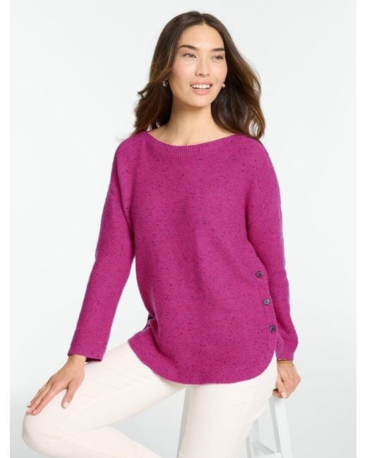 Talbots Pink Donegal Button Hem Pullover Sweater