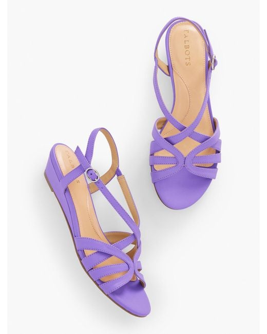 Talbots Purple Capri Nappa Wedge Sandals