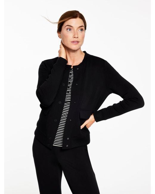 Talbots Black Airknit Stretch Bomber Jacket
