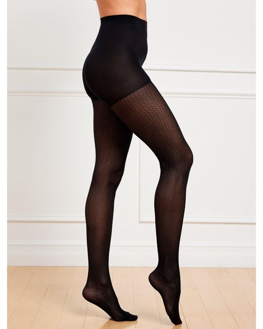 Talbots Black Herringbone Tights