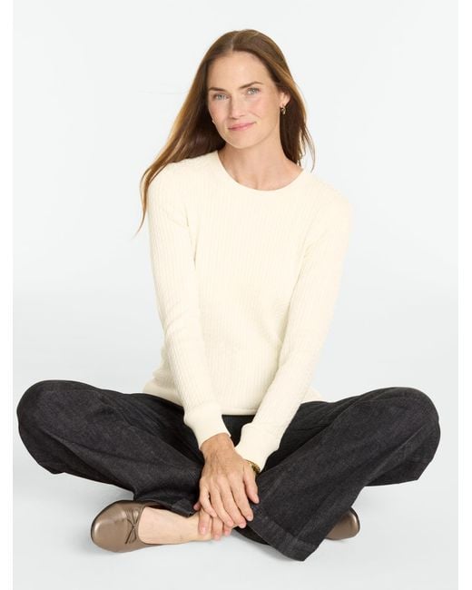Talbots White Micro Cable Sweater