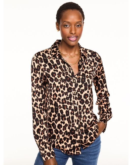 Talbots Women's Black Soft Satin Charmeuse Shirt