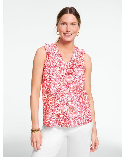 Talbots Red Ruffle Shell Sweater