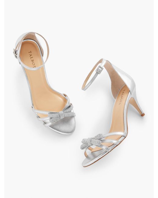Talbots White Erica Leather Ankle Strap Sandals