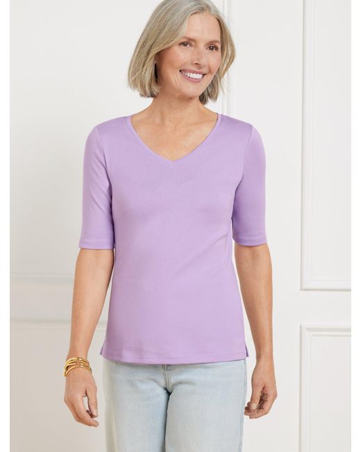 Talbots Purple Pima Cotton V-neck T-shirt