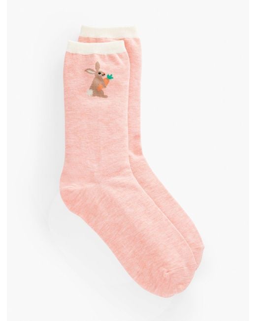 Talbots Pink Spring Bunny Trouser Socks