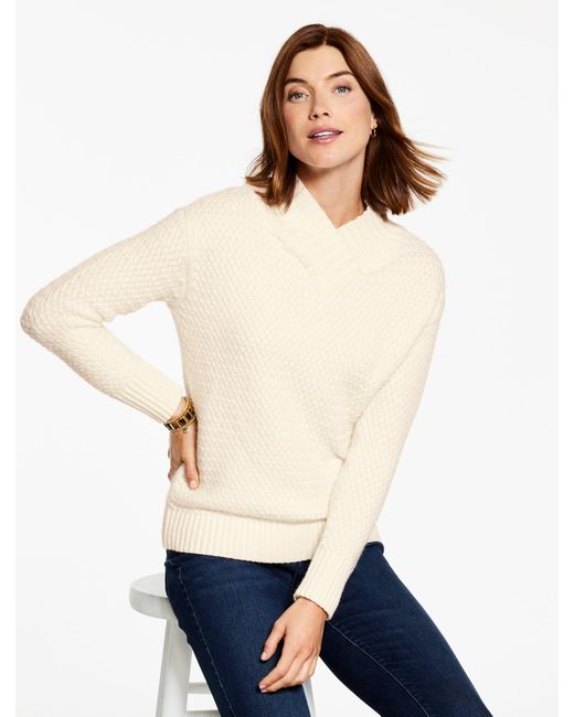Talbots Blue Textured V-neck Pullover Sweater