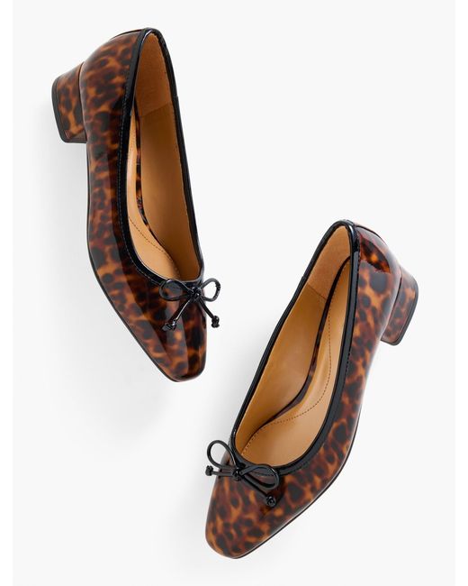 Talbots Natural Vanessa Patent Leather Block Heel Pumps