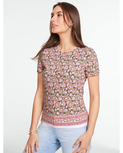 Talbots Multicolor Pima Short Sleeve Crewneck T-shirt