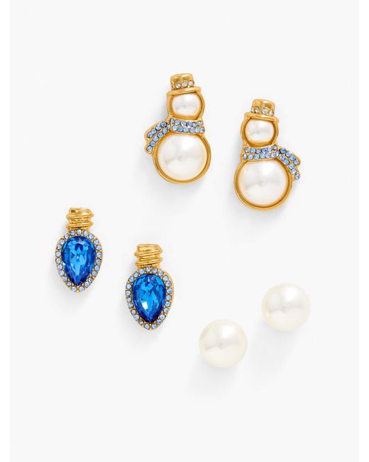 Talbots Blue Holiday Stud Earring Set