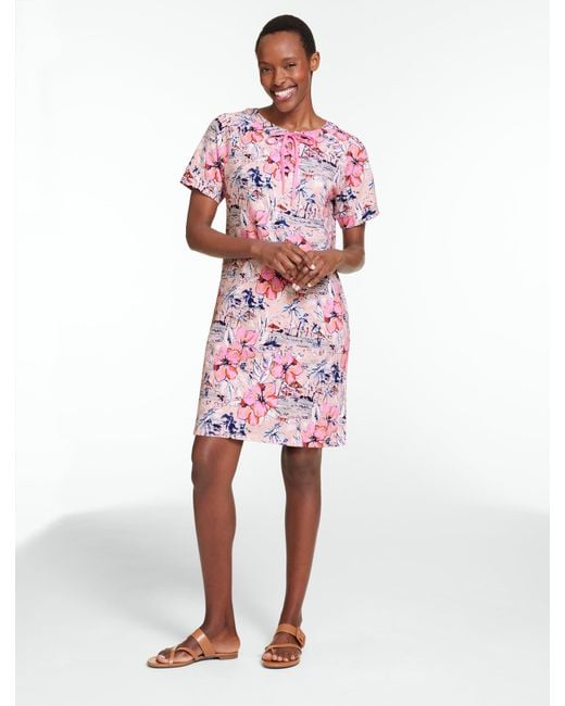 Talbots Red French Terry Lace-up Dress