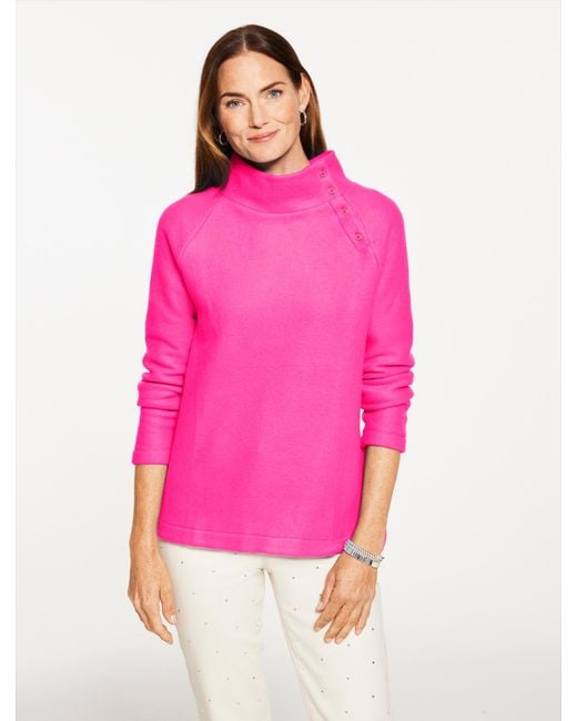 Talbots Pink Fleece Mockneck Pullover Sweater