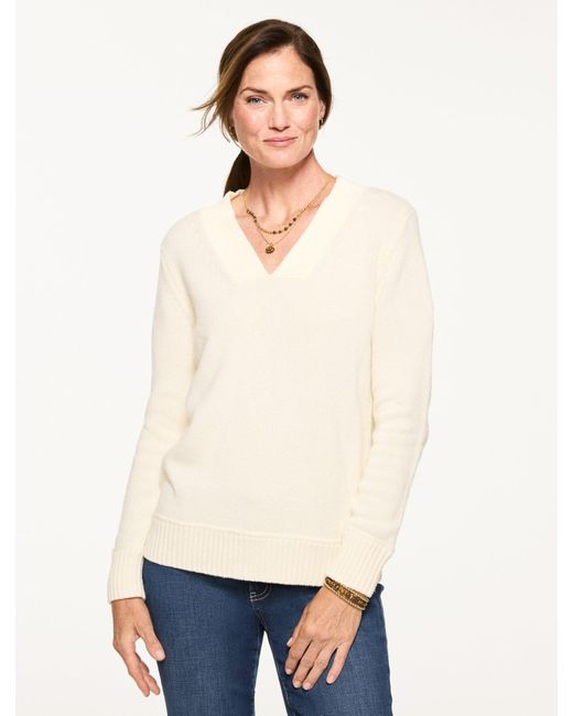Talbots White V-neck Sweater