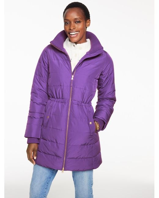 Talbots Purple Cable Knit Quilted Jacket
