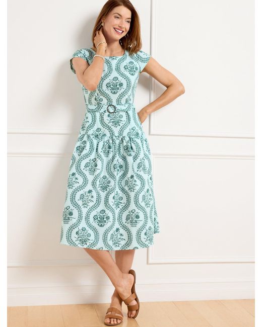 sachin and babi light blue dress Talbots Lightweight Woven Stretch Half-Zip Dress main image 0